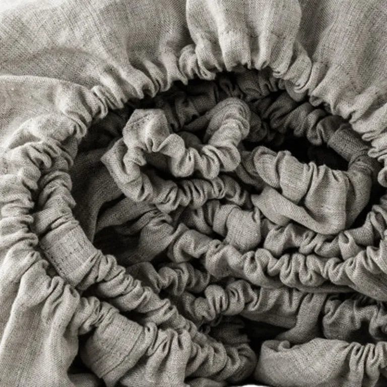 Light Gray Linen Full Double Fitted sheet Photo 2