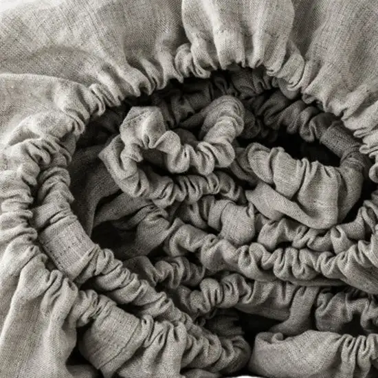 Light Gray Linen Full Double Fitted sheet Photo 2