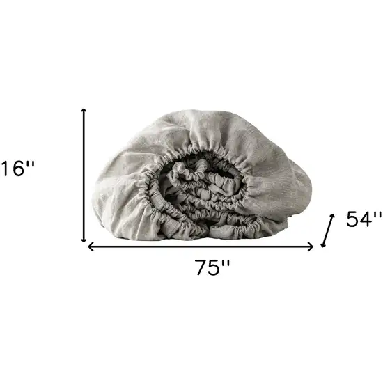 Light Gray Linen Full Double Fitted sheet Photo 4