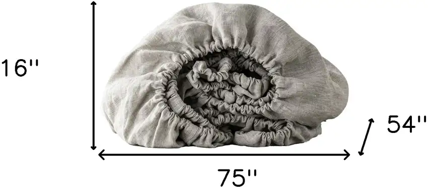 Light Gray Linen Full Double Fitted sheet Photo 4