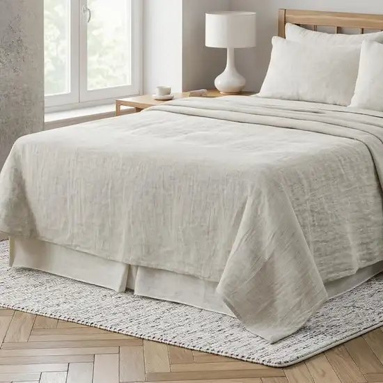 Light Gray Linen King Flat Sheet Photo 2