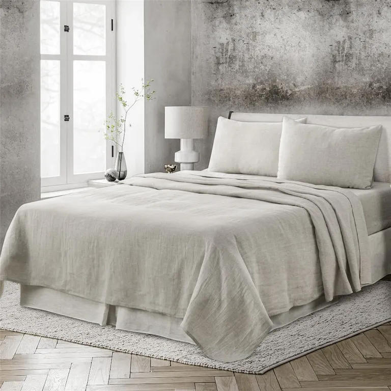 Light Gray Linen King Flat Sheet Photo 5
