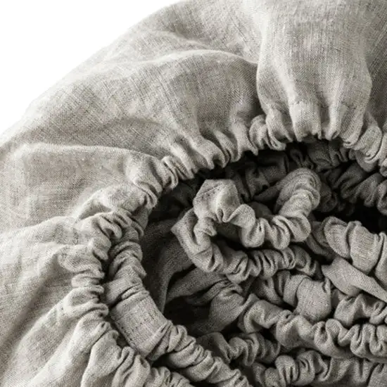 Light Gray Linen Twin Fitted Sheet Photo 3