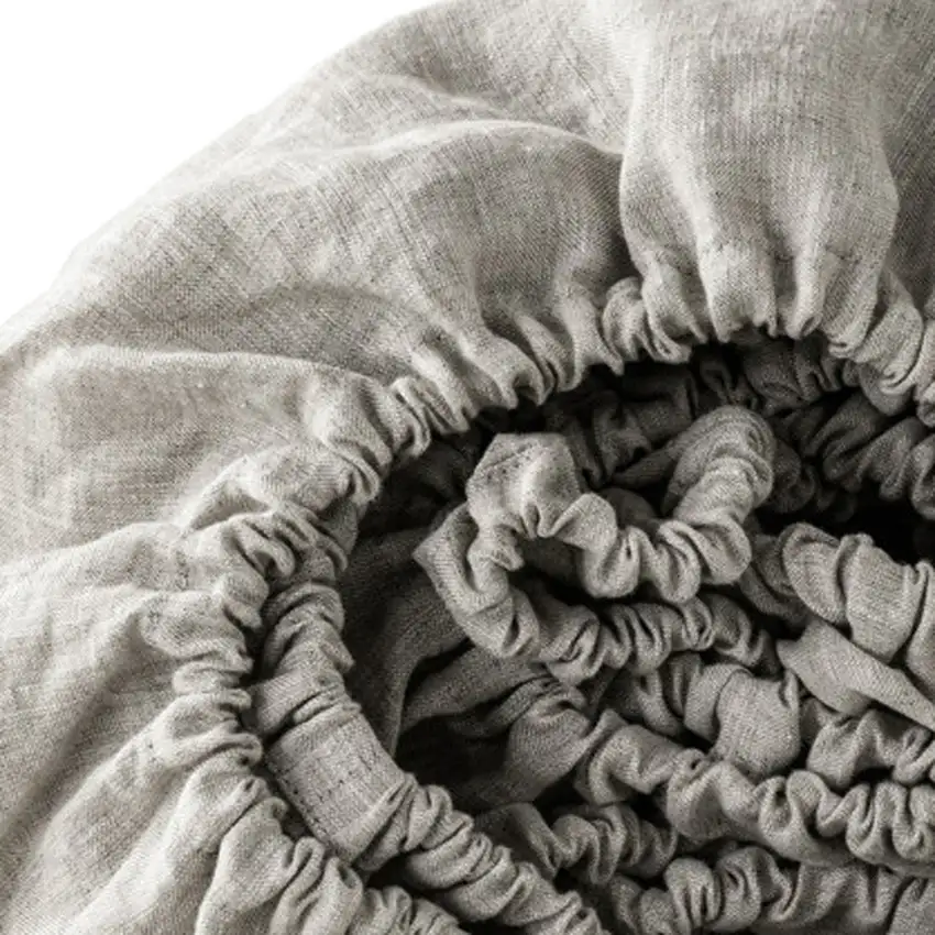 Light Gray Linen Twin Fitted Sheet Photo 3