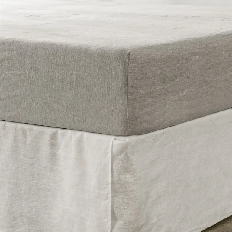Light Gray Linen Twin Fitted Sheet Photo 5