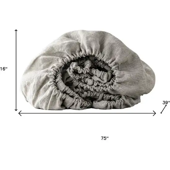 Light Gray Linen Twin Fitted Sheet Photo 6