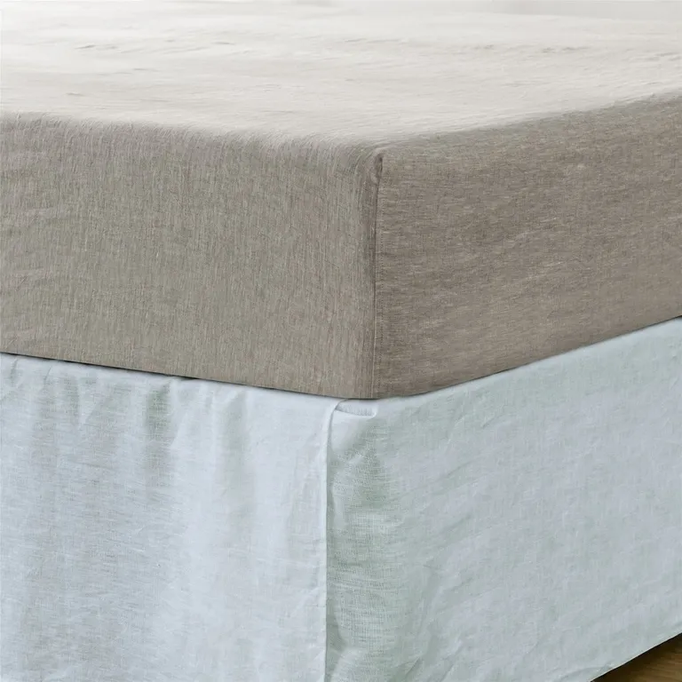 Light Gray Linen Twin Fitted Sheet Photo 2