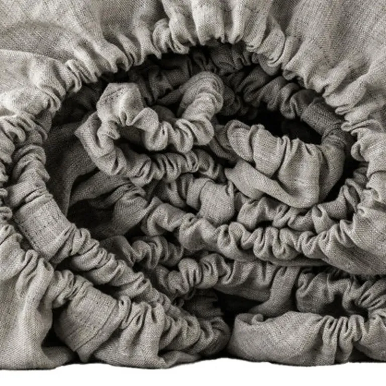 Light Gray Linen Twin Fitted Sheet Photo 4