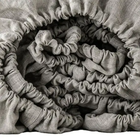 Light Gray Linen Twin Fitted Sheet Photo 4