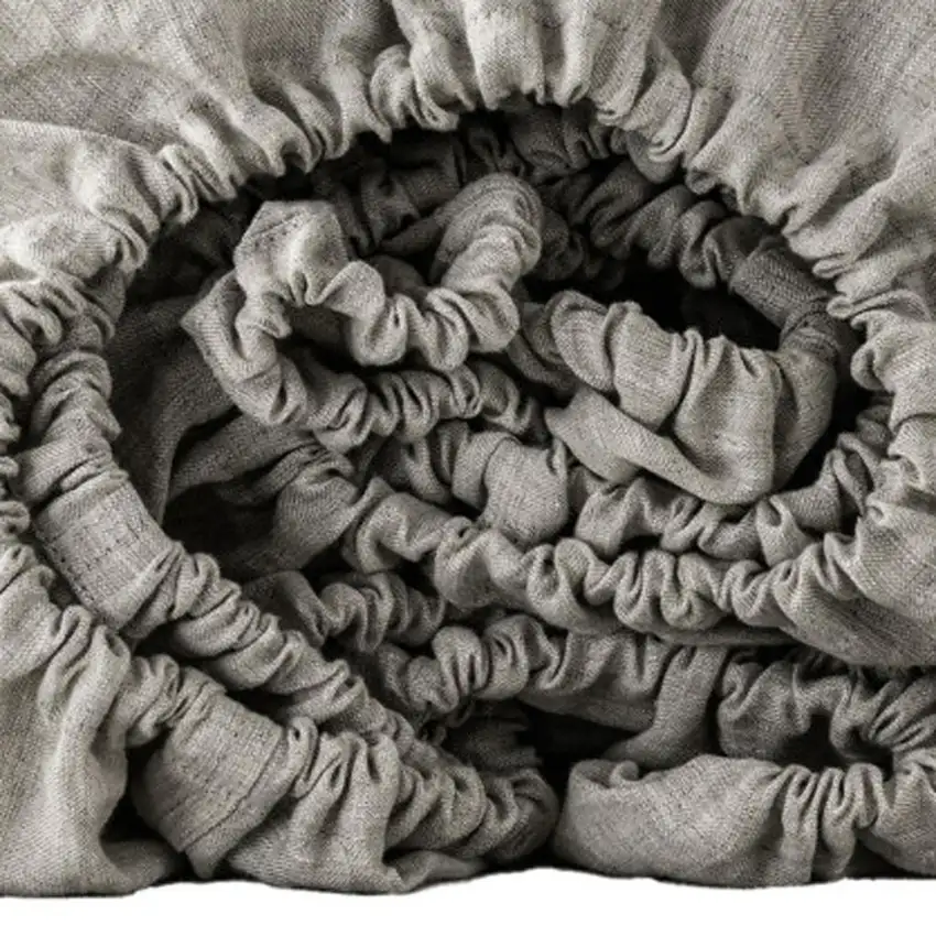 Light Gray Linen Twin Fitted Sheet Photo 4