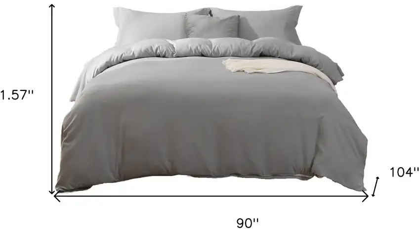 Light Gray  Microfiber 1400 Thread Count Machine Washable Duvet Cover Set Photo 5