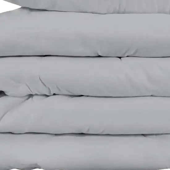 Light Gray Queen Cotton Blend Washable Duvet Cover Set Photo 2