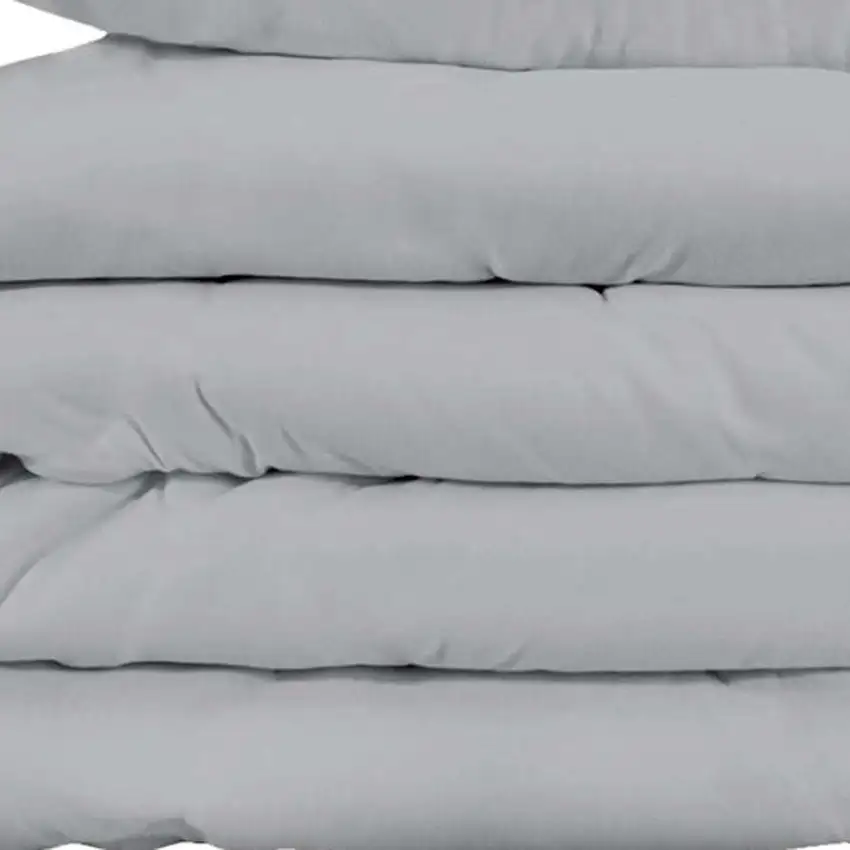 Light Gray Queen Cotton Blend Washable Duvet Cover Set Photo 2