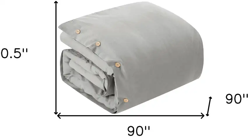 Light Gray Queen 100% Cotton 140 Thread Count Washable Duvet Cover Set Photo 7