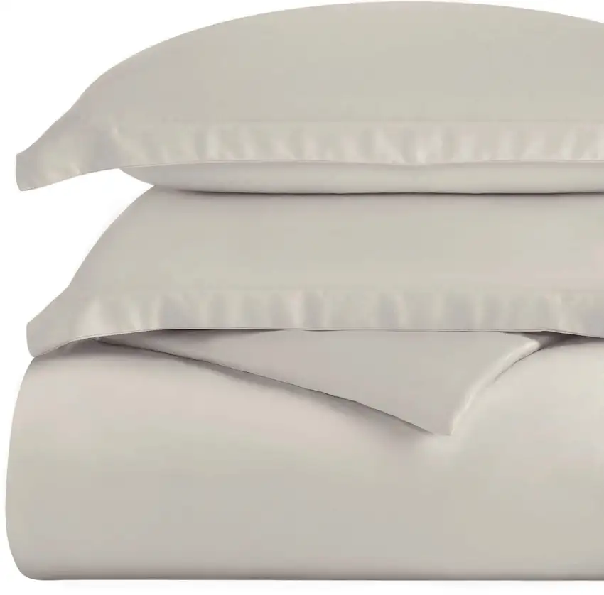 Light Gray Twin Cotton Blend Washable Duvet Cover Set Photo 2