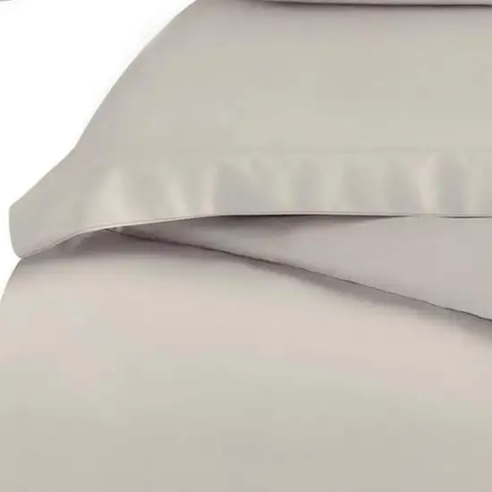 Light Gray Twin Cotton Blend Washable Duvet Cover Set Photo 3