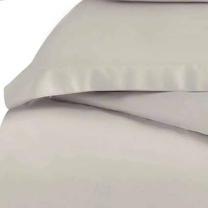 Light Gray Twin Cotton Blend Washable Duvet Cover Set Photo 3