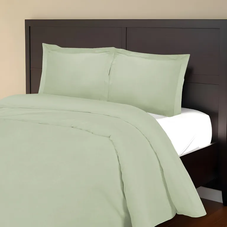 Light Green Queen Cotton Blend 1000 Thread Count Washable Duvet Cover Set Photo 4