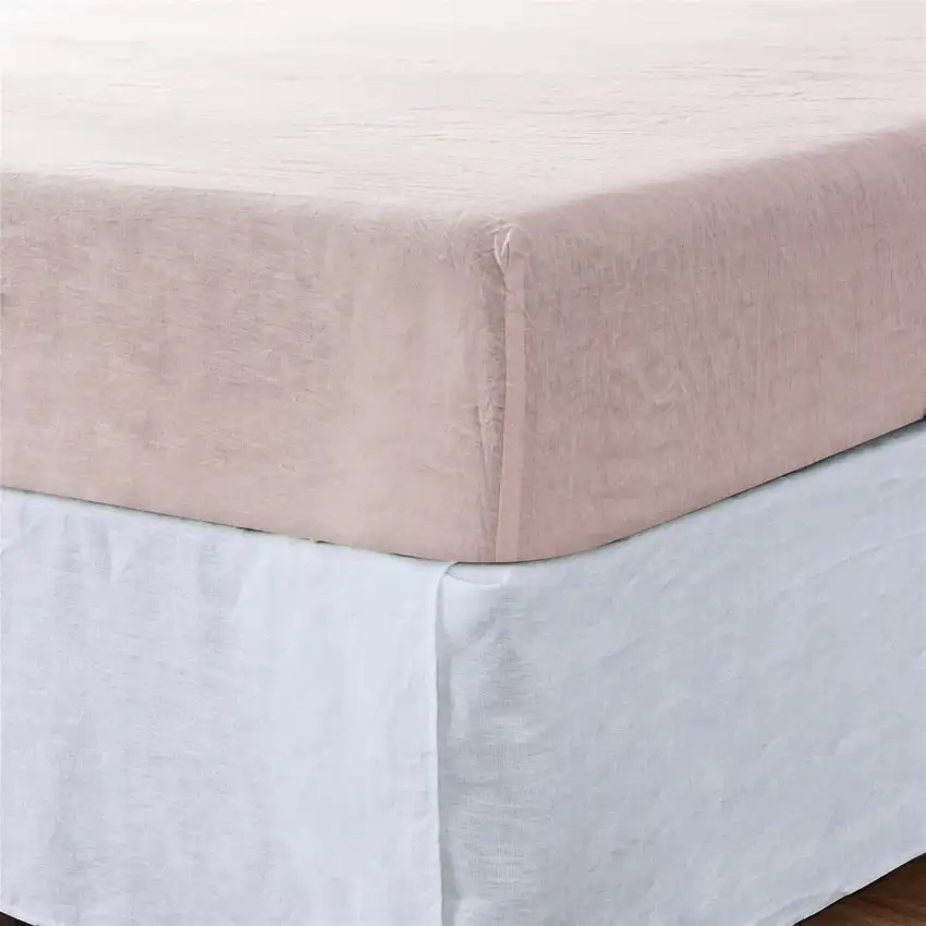 Light Pink Linen California King Fitted Sheet Photo 2