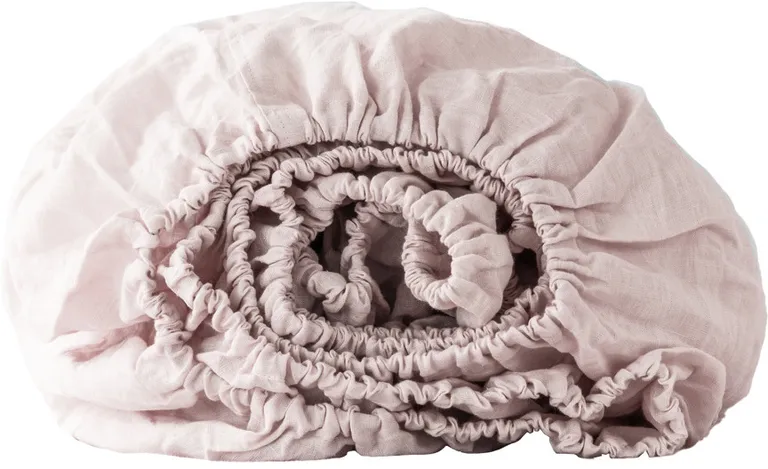 Light Pink Linen Full Double Fitted sheet Photo 1