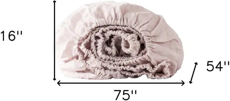 Light Pink Linen Full Double Fitted sheet Photo 4