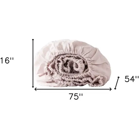 Light Pink Linen Full Double Fitted sheet Photo 4