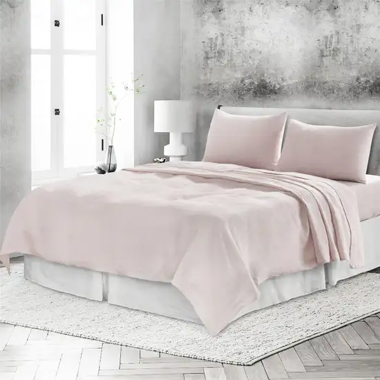 Light Pink Linen King Flat Sheet Photo 6