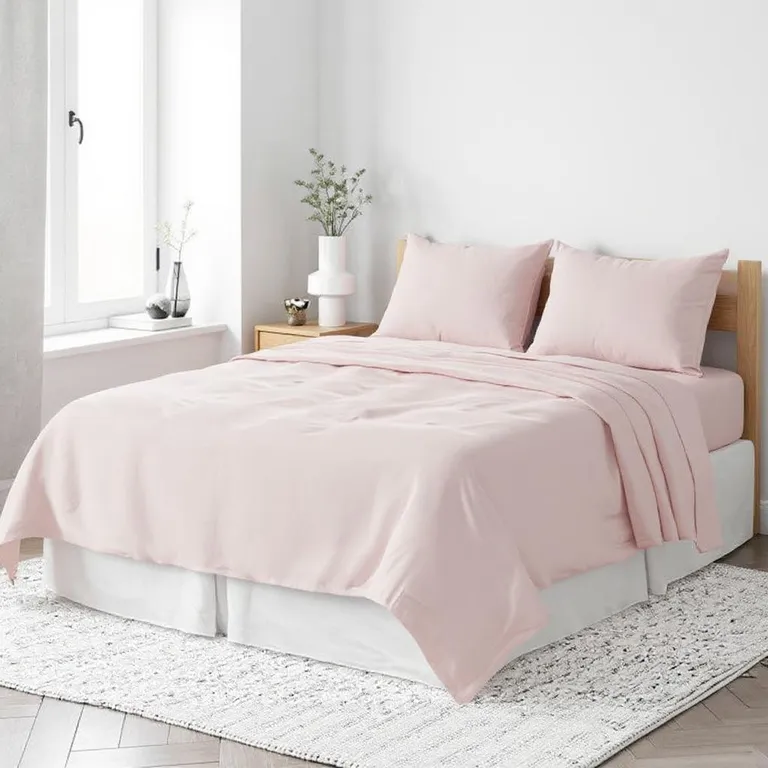 Light Pink Linen King Flat Sheet Photo 2