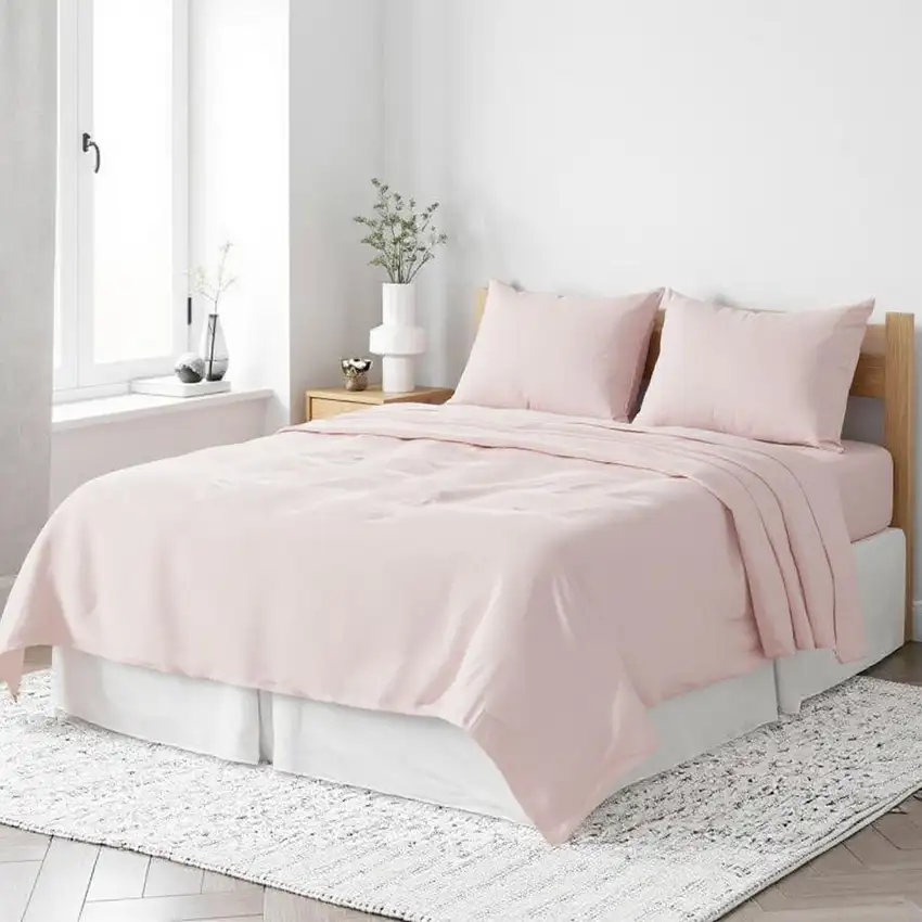 Light Pink Linen King Flat Sheet Photo 2