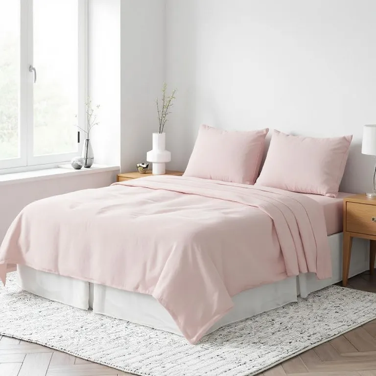 Light Pink Linen Twin Flat Sheet Photo 2