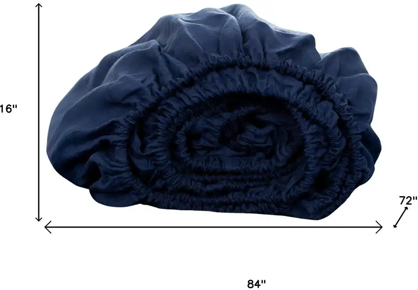 Navy Blue Linen California King Fitted sheet Photo 7