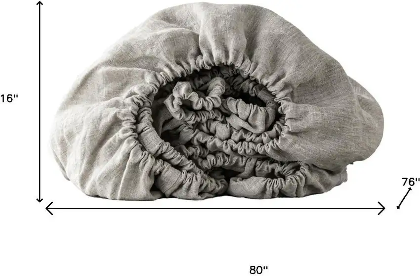 Light Gray Linen King Fitted sheet Photo 6