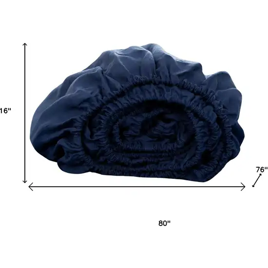 Navy Blue Linen King Fitted Sheet Photo 8