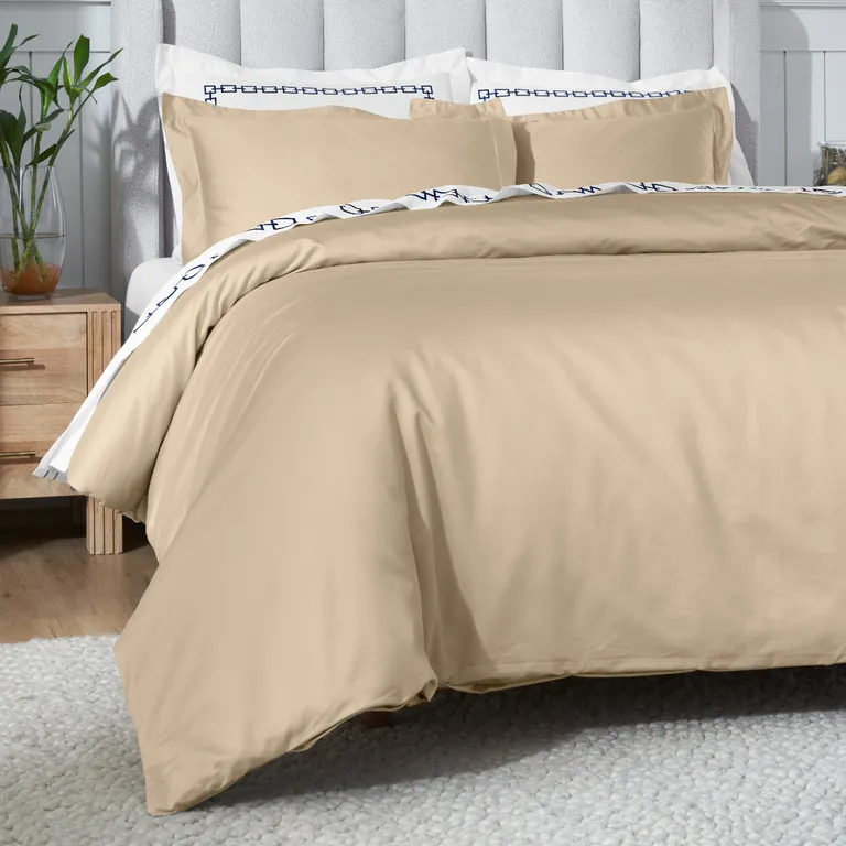 Linen Queen Cotton Blend Washable Duvet Cover Set Photo 2
