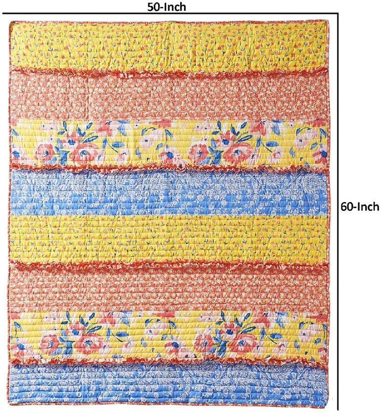 Lio 60 x 50 Quilted Ruffled Throw Blanket, Polyester Fill Photo 5
