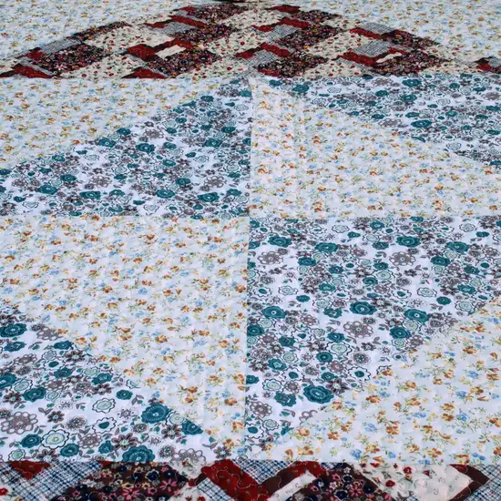 Little Folka Dots -  100% Cotton 2PC Floral Vermicelli-Quilted Patchwork Quilt Set (Twin Size) Photo 3