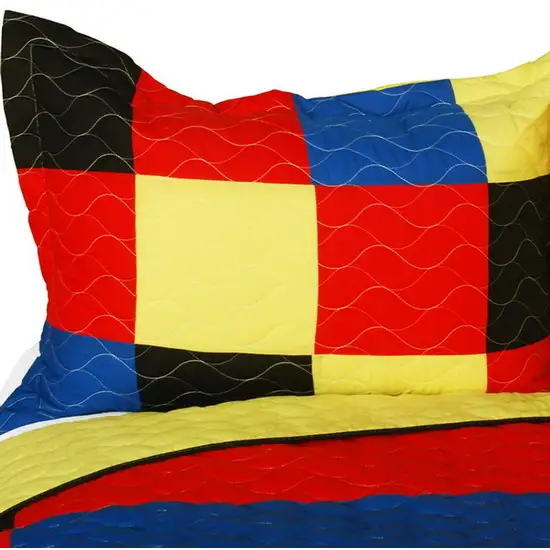 Lively Star  -  3PC Vermicelli-Quilted Patchwork Quilt Set (Full/Queen Size) Photo 2