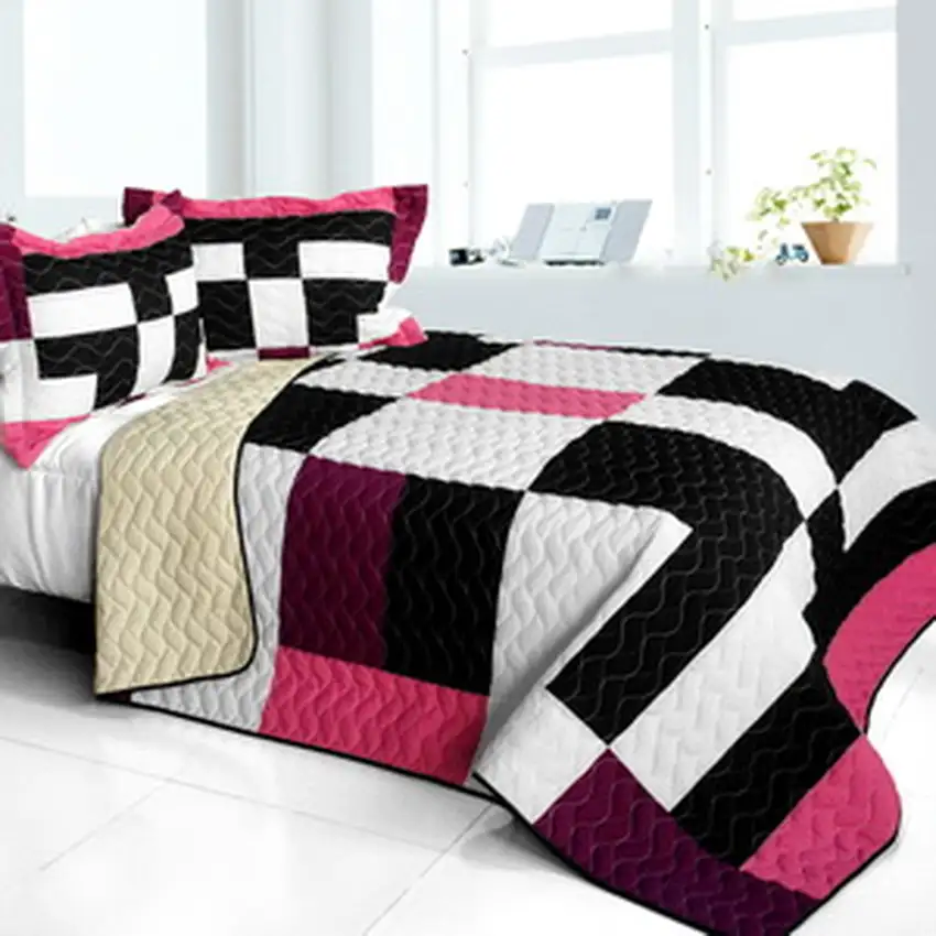 Love For A Child -  3PC Vermicelli - Quilted Patchwork Quilt Set (Full/Queen Size) Photo Swatch