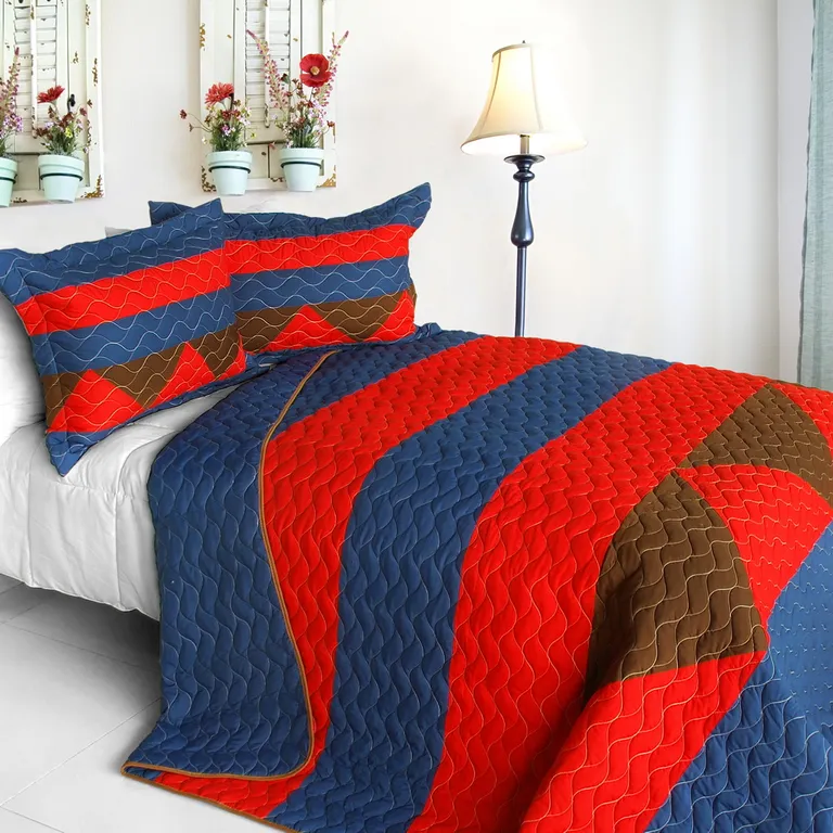Love Westlife - 3PC Vermicelli-Quilted Patchwork Quilt Set (Full/Queen Size) Photo 1