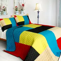 Photo of Love in Sunlight - 3PC Vermicelli-Quilted Patchwork Quilt Set (Full/Queen Size)