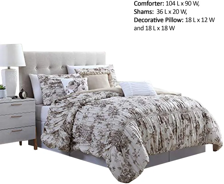 Lyon 6 Piece Floral King Comforter Set with Shirring The Urban Port Photo 2