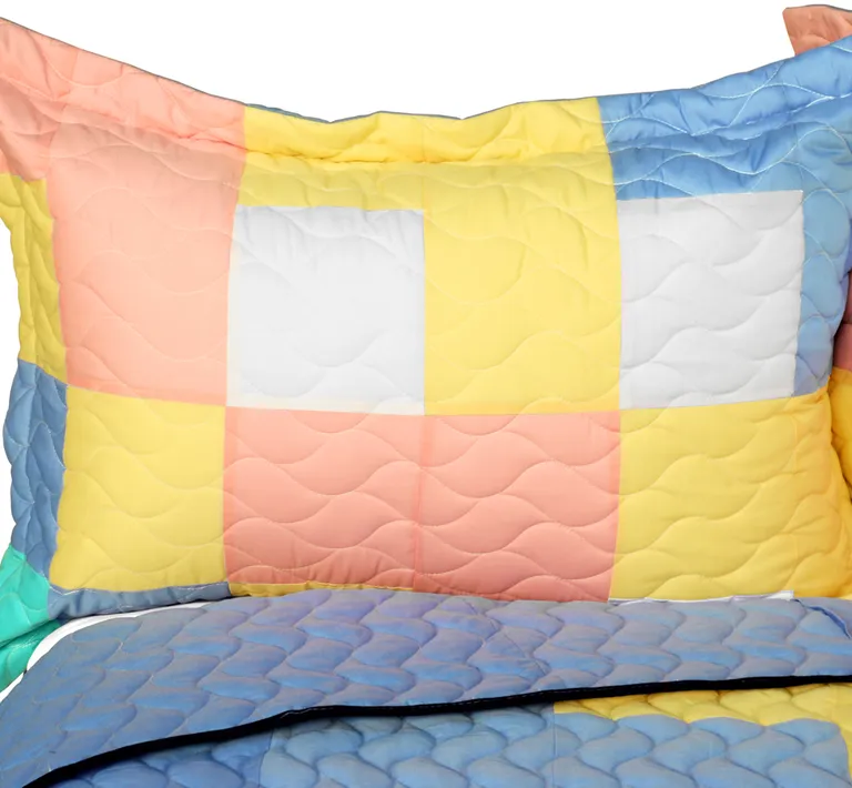 Macaron Relish - 3PC Vermicelli - Quilted Patchwork Quilt Set (Full/Queen Size) Photo 2