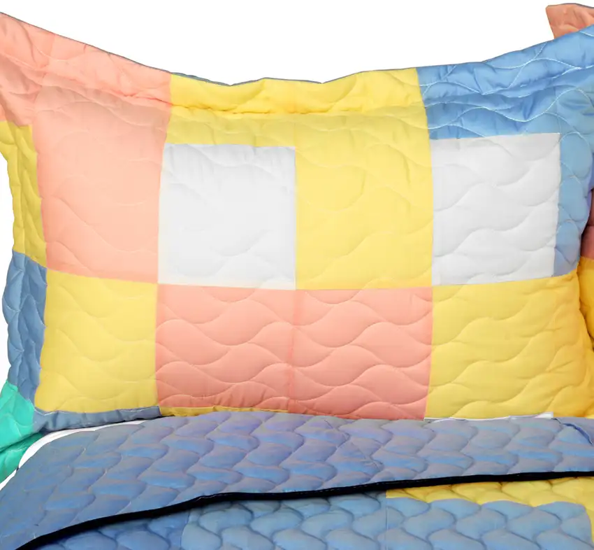 Macaron Relish -  3PC Vermicelli - Quilted Patchwork Quilt Set (Full/Queen Size) Photo 1