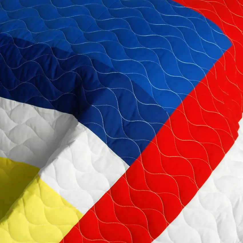 Marionnaud -  Vermicelli-Quilted Patchwork Geometric Quilt Set Full/Queen Photo 4