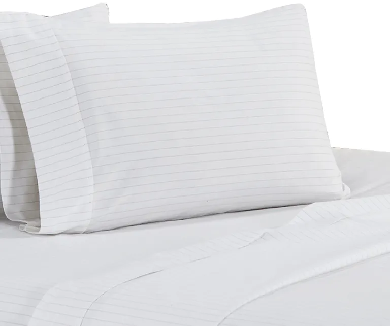 Matt 4 Piece California King Bed Sheet Set, Organic Cotton, Stripes Photo 3