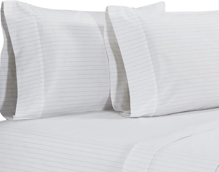 Matt 4 Piece Full Bed Sheet Set, Soft Organic Cotton, Stripes Photo 2