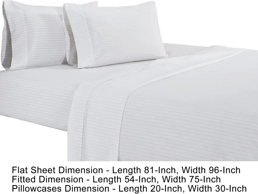 Matt 4 Piece Full Bed Sheet Set, Soft Organic Cotton, Stripes Photo 5