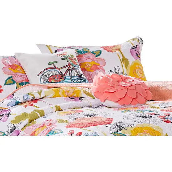 Mavi 5 Piece Reversible Full Quilt Set, Spring Floral Print Photo 3