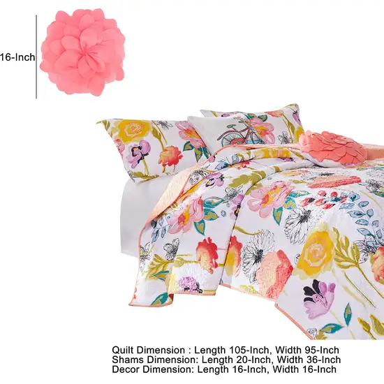 Mavi 5 Piece Reversible King Quilt Set, Spring Floral Print Photo 5