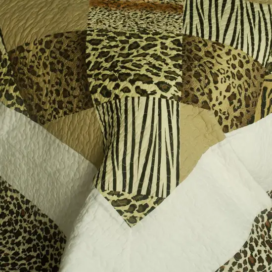 Melody Fair -  3PC Cotton Contained Vermicelli-Quilted Patchwork Quilt Set (Full/Queen Size) Photo 4